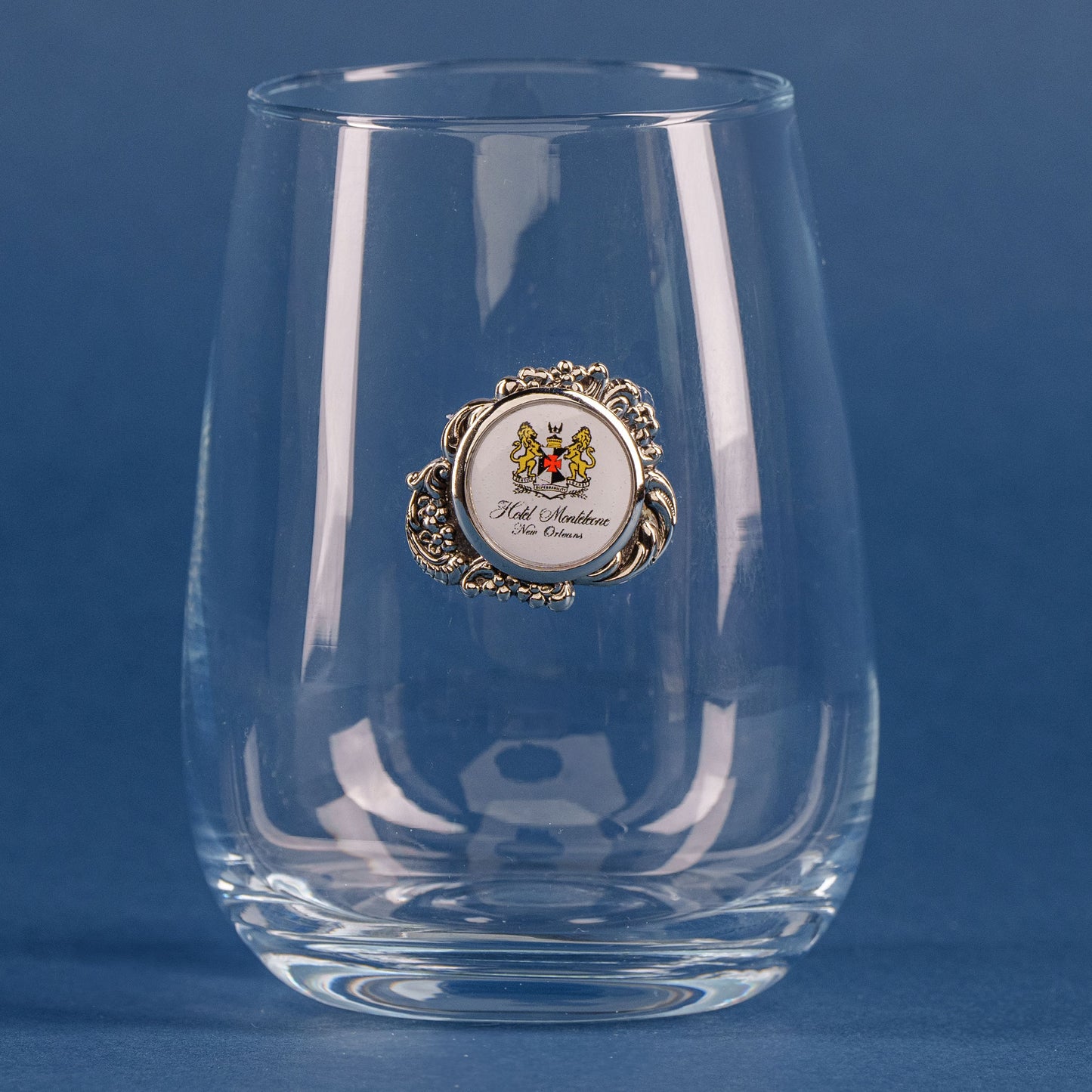 Hotel Logo Medallion Stemless Wine Glass