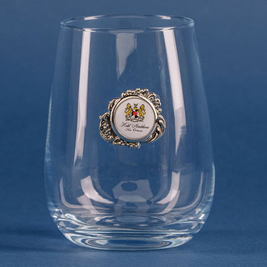 Hotel Logo Medallion Stemless Wine Glass